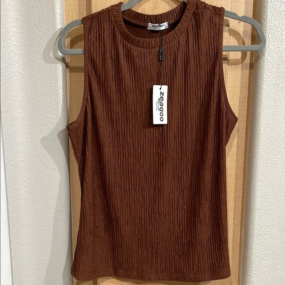 Women's Brown Sleeveless Top